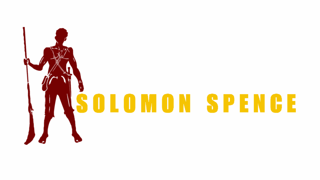 Solomon Spence logo. Icon is in red and the word solomon spence is in yellow text.